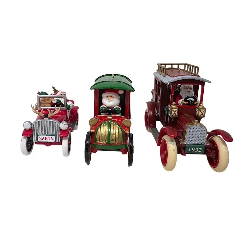 Lot of 3 Hallmark Santa Vehicle Ornaments 1981 1991 1993 No Boxes